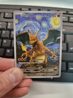 Charizard & Pikachu Starry Night Art Card Set Full Art Fan Display - Image 3