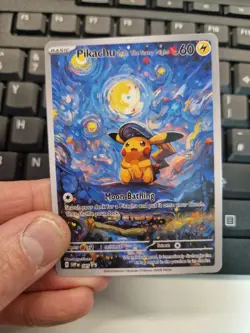 Charizard & Pikachu Starry Night Art Card Set Full Art Fan Display - Image 5