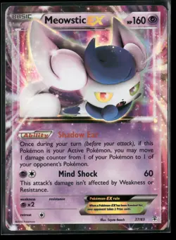 Meowstic EX 37/83 Holo EX Rare Generations Pokemon Moderately Played - Image 1