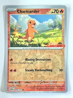 Charmander 004/165 GameStop Reverse Holo Promo Scarlet & Violet Pokemon Damaged - Image 1