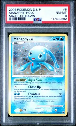 Manaphy Holo 8/100 Majestic Dawn Pokemon PSA 8 - Image 1