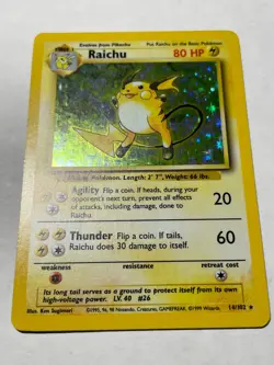 Pokemon Base Set Raichu 14/102 Holo LP Unlimited WOTC 1999 Vintage - Image 3