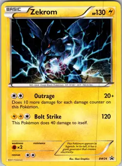 Zekrom BW24 Holo Promo Black And White Promo Pokemon Moderately Played - Image 1