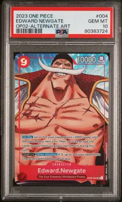 Edward Newgate 004 Alternate Art One Piece Op02-paramount War One Piece PSA 10 - Image 1