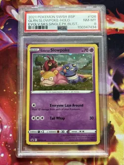 2021 POKEMON SWSH BLACK STAR PROMO #126 GALARIAN SLOWPOKE-HOLO PSA 8 W/SWIRL - Image 1
