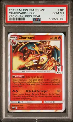 2021 POKEMON INDONESIAN SM PROMO KFC CHAKI KIDS MEAL #181 CHARIZARD-HOLO PSA 10 - Image 1