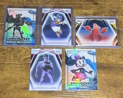 2026 Topps Disney Neon Chrome Neon Etch Epic Mickey 5-card Insert Lot - Image 1