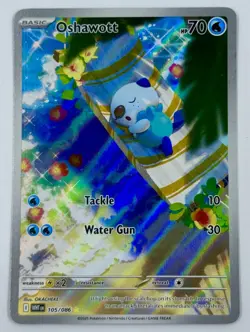2025 Oshawott Illustration Rare Pokemon White Flare 105/086 English Card NM/M - Image 1