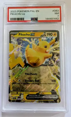 PSA 7 Pokemon Pikachu ex 063 Scarlet & Violet - Paldea Evolved - Image 1
