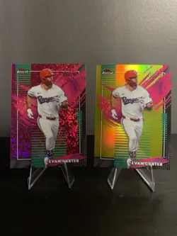 2026 Evan Carter Rare Yellow /275 and Pink Mini Diamond /250 - Topps Finest - Image 1