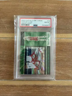 2025 Panini Caitlin Clark Chronicled Shoe Game Caitlin Clark Holo Green PSA 8 - Image 1