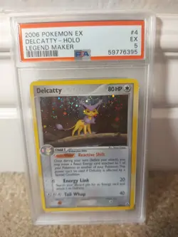 PSA 5 EX 2006 POKEMON EX LEGEND MAKER SET DELCATTY HOLO CARD 4/92 - Image 1
