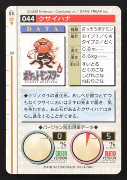Gloom NO. 044 Bandai Carddass Series 1-2 G LP Japanese Pokemon Card TCG - Image 2