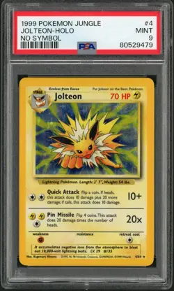 1999 Pokemon Jungle Jolteon No Symbol Additional Ink Holo Rare #4 PSA 9 - Image 1