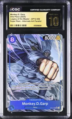 One Piece GRADED Monkey D. Garp OP12 SR PRISTINE BLACK LABEL 10 CGC ENGLISH - Image 1