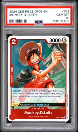 2024 ONE PIECE OP06-WINGS OF THE CAPTAIN #013 MONKEY D. LUFFY PSA 10 - Image 1