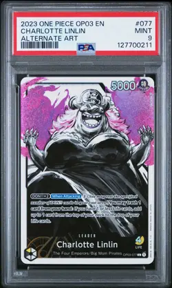 2023 ONE PIECE OP03-PILLARS OF STRENGTH ALTERNATE ART CHARLOTTE LINLIN PSA 9 - Image 1