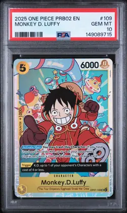 2025 One Piece Prb02-Premium Booster -The Best- Vol.2 Monkey D. Luffy PSA 10 - Image 1