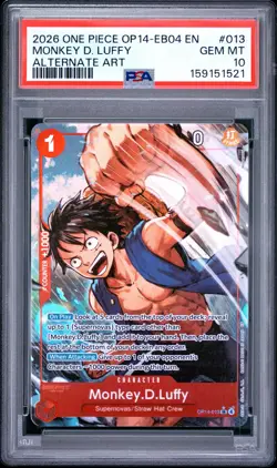 2026 One Piece Op14-013 The Azure Sea Seven Monkey D. Luffy Alt Art PSA 10 #013 - Image 1