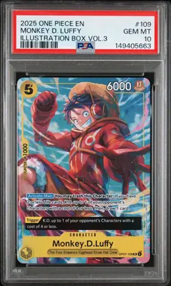 2025 ONE PIECE PROMOS #109 MONKEY D. LUFFY ILLUSTRATION BOX VOL. 3 PSA 10 - Image 1
