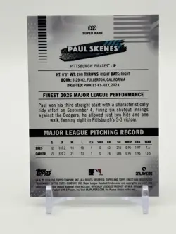 2026 Topps Finest - SUPER RARE PAUL SKENES - Case Hit - SSP! 1st to Print! 🔥 - Image 2