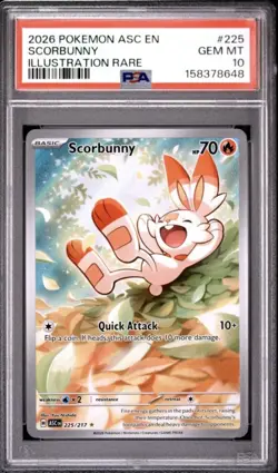 2026 POKEMON ASC EN-ASCENDED HEROES ILLUSTRATION RARE #225 SCORBUNNY PSA 10 - Image 1