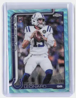 2025 Topps Chrome Riley Leonard #318 Rookie Teal Wave Refractor 120/299 RC Colts - Image 1
