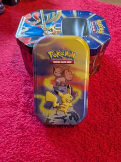 Pokemon TCG mini Kanto Tin Pikachu and Vupix with coin *no cards - Image 1