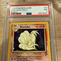 2000 Pokemon Base Set 2 Ninetales Holo Rare Card 13/130 PSA 7 NM Near Mint - Image 2