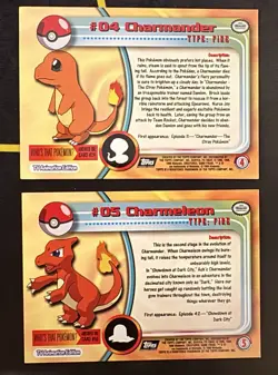 Topps Pokemon Card Lot : #04 Charmander / #05 Charmeleon Non Holo Black Logo NM - Image 2