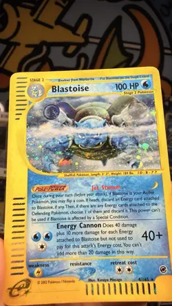 Pokemon TCG Blastoise Expedition Base Set Holo Card 004/165 DOUBLE SWIRL! LP+ - Image 1