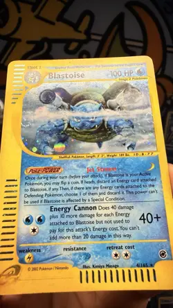 Pokemon TCG Blastoise Expedition Base Set Holo Card 004/165 DOUBLE SWIRL! LP+ - Image 2