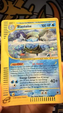Pokemon TCG Blastoise Expedition Base Set Holo Card 004/165 DOUBLE SWIRL! LP+ - Image 3