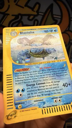 Pokemon TCG Blastoise Expedition Base Set Holo Card 004/165 DOUBLE SWIRL! LP+ - Image 5
