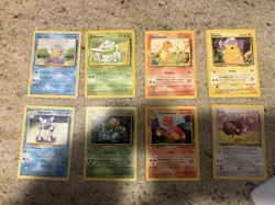 Vintage Pokemon Base Set Card Lot – Starters Pikachu Eevee Bulbasaur Charmander - Image 1
