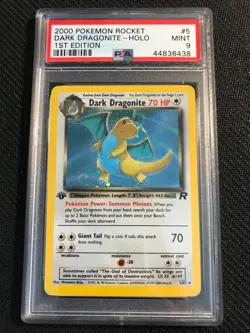 PSA 9 MINT Dark Dragonite 5 Team Rocket 1st Edition Holo Pokemon Card - SWIRL - Image 1