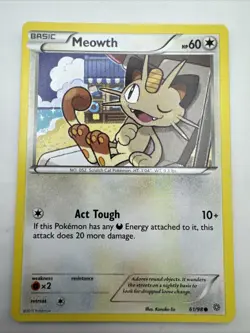 61/98 Meowth Common Card: Pokemon Trading Card Game XY-07 Ancient Origins - Image 1