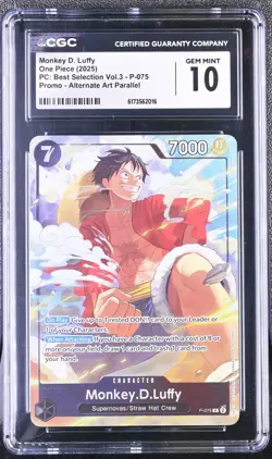 2025 One Piece PC Best Selection Vol.3 Promo Alt Monkey D. Luffy P-075 CGC 10 - Image 1