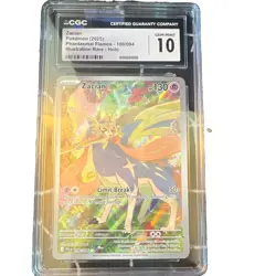 CGC 10 Zacian 100/094 Me02 Phantasmal Flames 2025 Illustration Rare Holo - Image 1