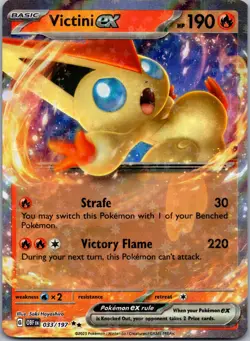 VICTINI EX 033/197 DOUBLE RARE OBSIDIAN FLAMES POKEMON NM - Image 1