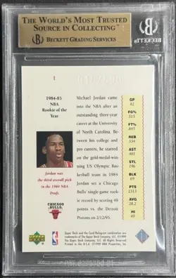 Michael Jordan - 1999 Upper Deck Jordan Master Collection #1 RARE /500 - BGS 9.5 - Image 2