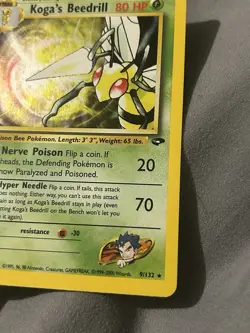 Pokemon TCG Koga's Beedrill 9/132 Gym Challenge Holo Rare - Image 5