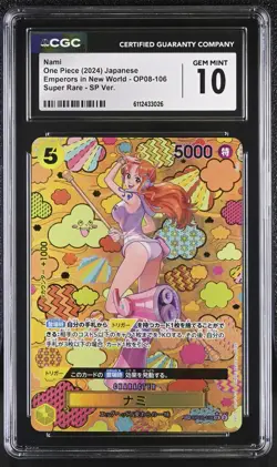 Nami OP08-106 SP Alt Art Emperors in the New World One Piece Japanese CGC 10 Gem - Image 1