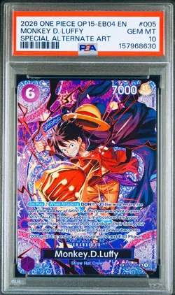 2026 Monkey D Luffy One Piece OP15-EB04 Alt Art Kami’s Island ST26-005 PSA 10 - Image 1