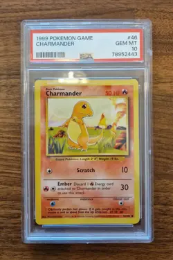 Charmander 46/102 PSA 10 - Pokemon English Base Set 1999 - GEM MINT - Image 1