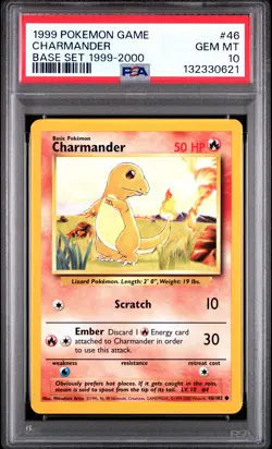 1999 POKEMON GAME BASE SET 1999-2000 #46 CHARMANDER PSA 10 - Image 1