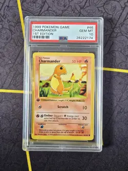 Charmander PSA 10 - 46/102 - Shadowless 1st Edition Base Set - 1999 - Pokemon - Image 1