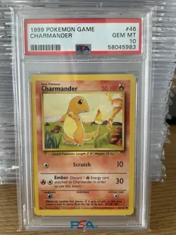 1999 Pokemon Base Set Unlimited #46 Charmander VINTAGE RARE PSA 10 Gem Mint - Image 1