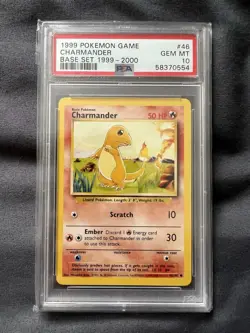 PSA 10 GEM MINT Charmander 46/102 Base Set 1999-2000 4th Print Pokemon TCG - Image 1