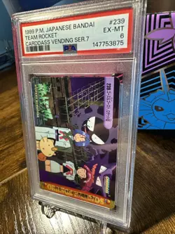 1998 Pokemon Japanese Bandai Anime Carddass Vending #239 Team Rocket PSA 6 - Image 2